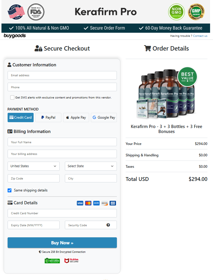KeraFirm Pro order page
